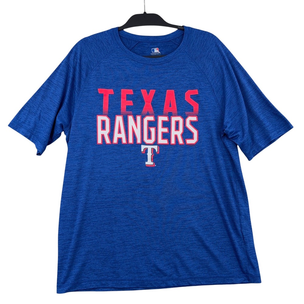 MLB Texas Rangers Mens Large Polyester Blue Space Dye Graphic T-Shirt